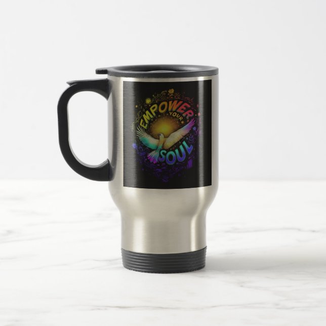"Donner du pouvoir à votre âme" Mug de café de voy (Gauche)