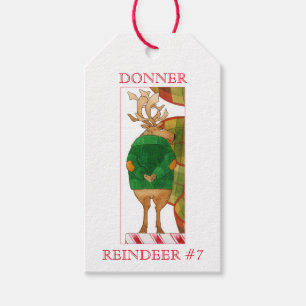DONNER REINDEER Geschenketiketten Geschenkanhänger