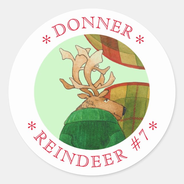 DONNER REINDEER Große Round Stickers (Vorderseite)