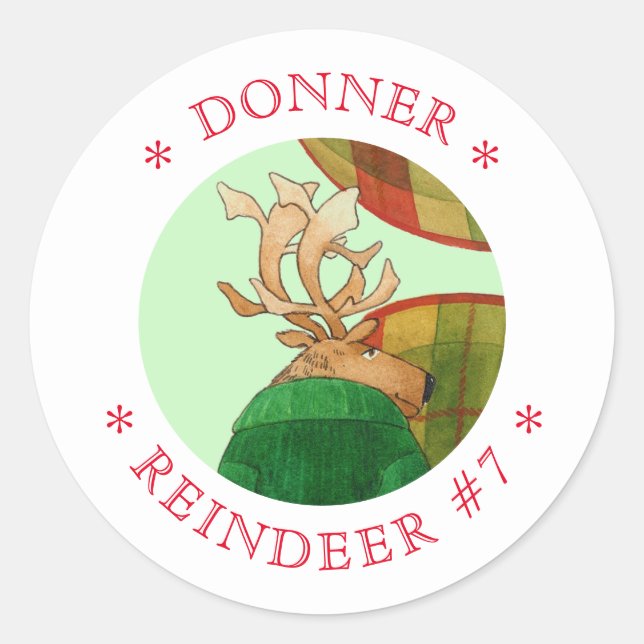 DONNER REINDEER Kleine Round Stickers (Vorderseite)