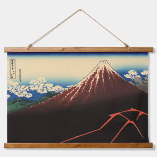 Donner und Berg Fuji, Hokusai, Ukiyo-e Wandteppich Mit Holzrahmen