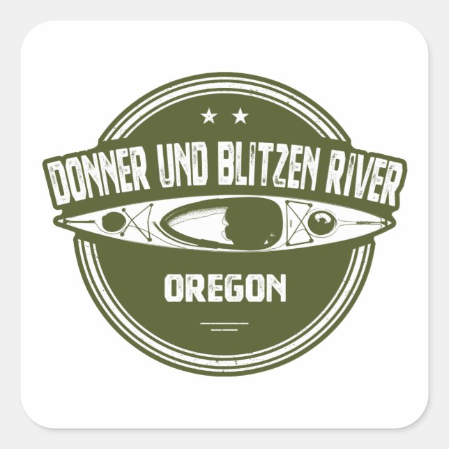 Donner und Blitzen Fluss Oregon Kayaking Quadratischer Aufkleber (Vorderseite)