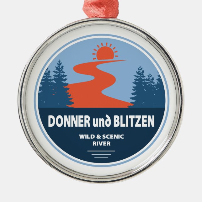 Donner und Blitzen Wild und Landschaftlicher Fluss Ornament Aus Metall (Vorne)