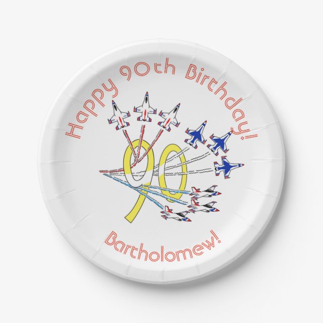 Donnervögel 90. Geburtstag Papierplatte Pappteller (Vorderseite)