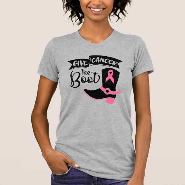 Donnez au cancer le T-shirt des femmes bottes (Devant)