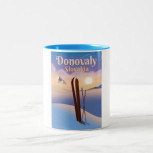 Donovaly Slowakei Ski Poster. Zweifarbige Tasse