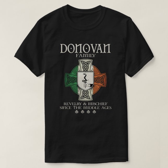 Donovan Familie Irland Nachname irische Flagge Sha T-Shirt (Design vorne)