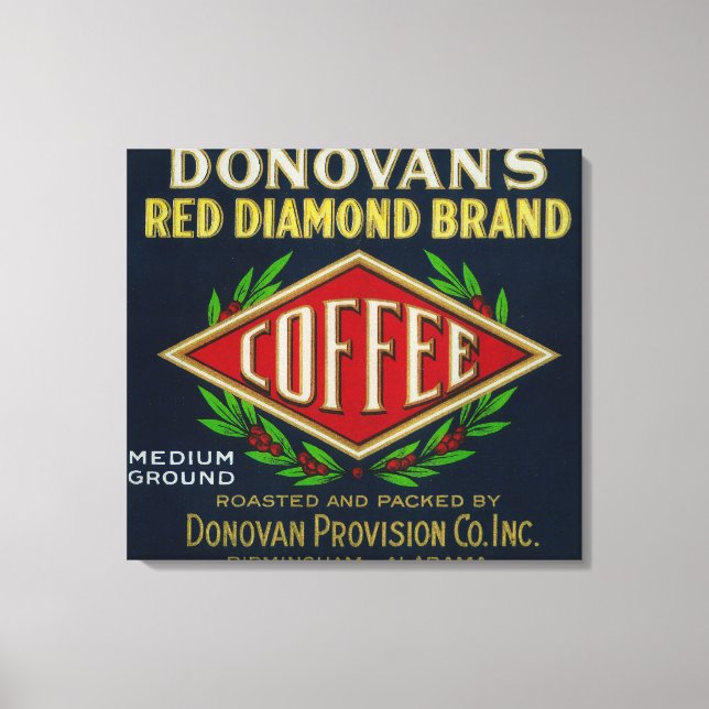 Donovan's Coffee LabelBirmingham, AL Leinwanddruck (Vorderseite)
