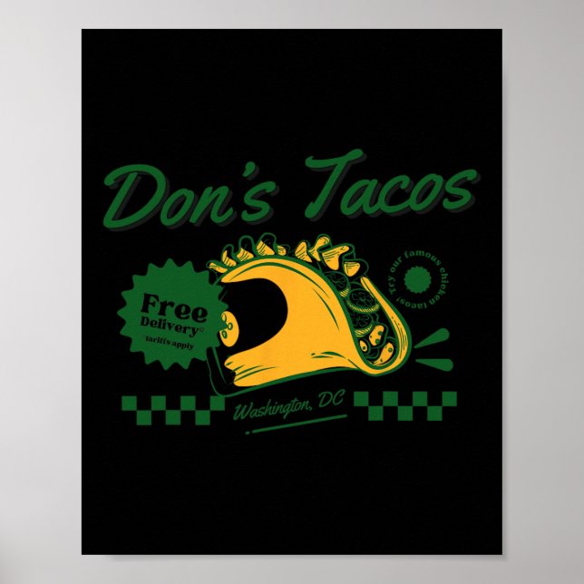 Don's Tacos - Funny Patriotic Let's Go Taco Tariff Poster (Vorne)