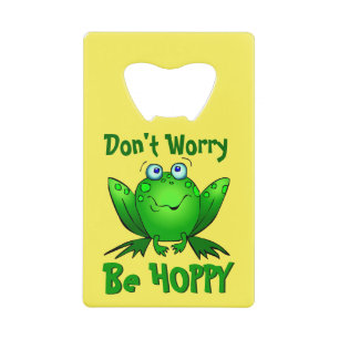 Dont beunry sein Hoppy Niedlich Green Frog w Blue Geldbeutel Flaschenöffner