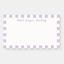 Don't Forget Darling | Cute Lavender Check Post-it Klebezettel
