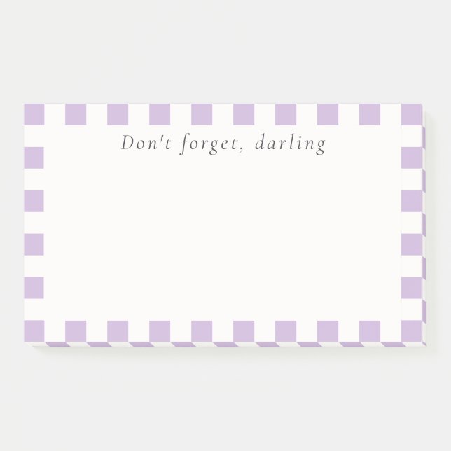 Don't Forget Darling | Cute Lavender Check Post-it Klebezettel (Vorderseite)