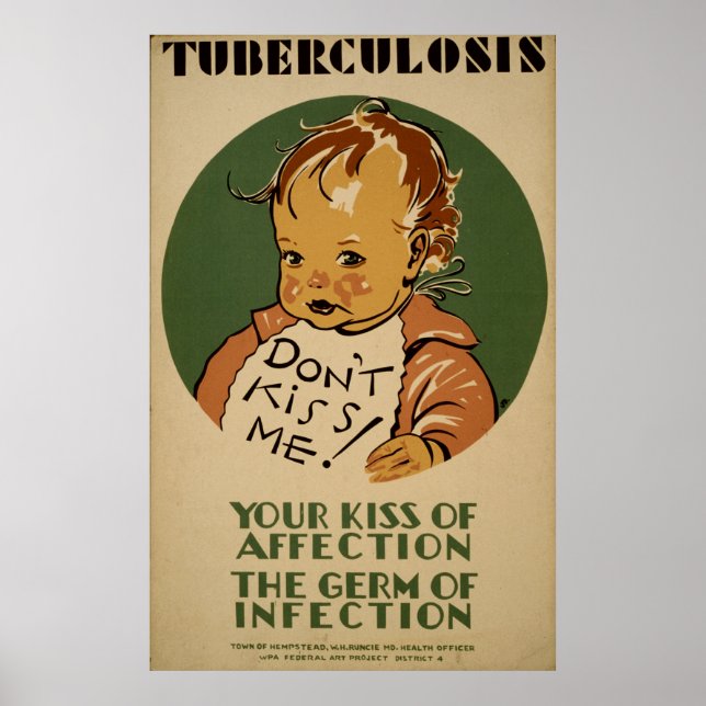 Dont Kiss Me Tuberkulose WPA Vintage Gesundheit Poster (Vorne)