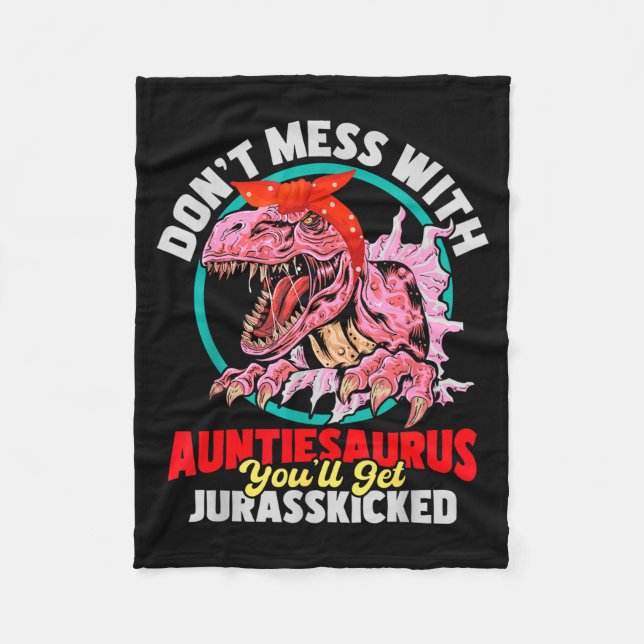Don't Mess With Auntiesaurus - Aunty Auntie Gender Fleecedecke (Vorderseite)