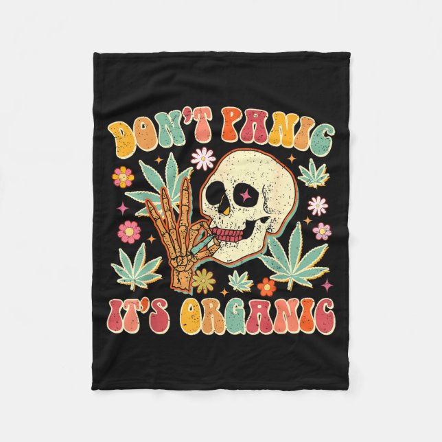 Don't Panic It's Organic Weed Skull  Fleecedecke (Vorderseite)