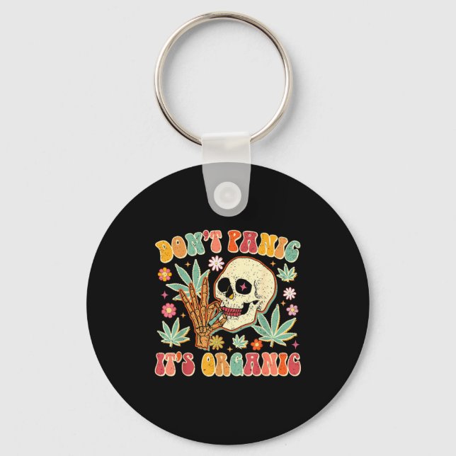 Don't Panic It's Organic Weed Skull  Schlüsselanhänger (Vorderseite)