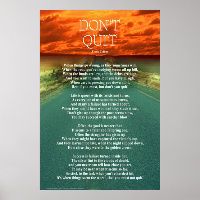 Don't Quit - 24"x36" Poster (Vorne)