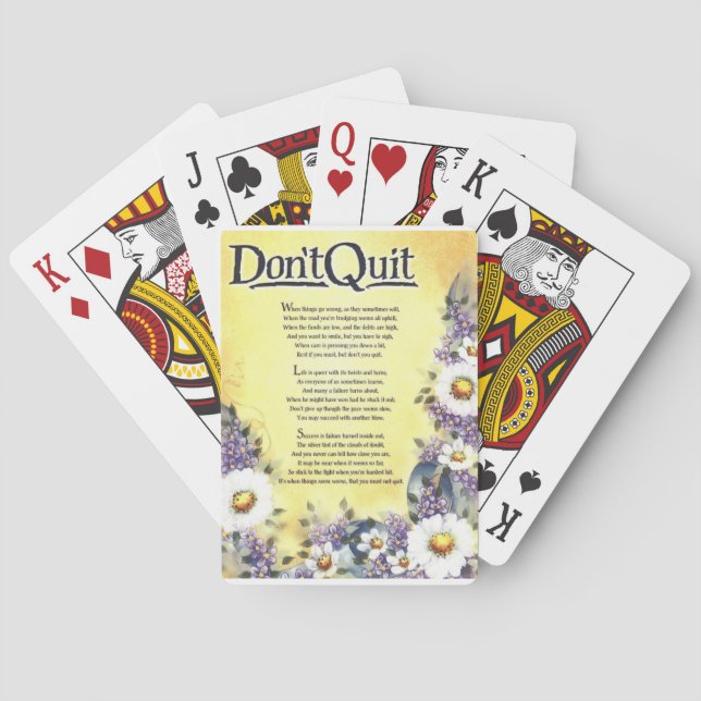 dont quit=inspirationales Gedicht Spielkarten (Rückseite)