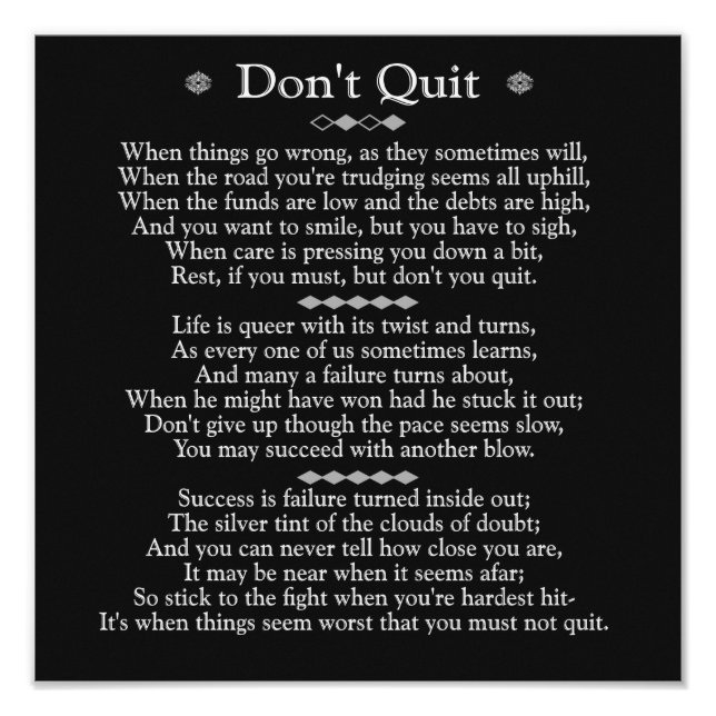 Don't Quit Poem 12 x 12 Fotodruck (Vorne)
