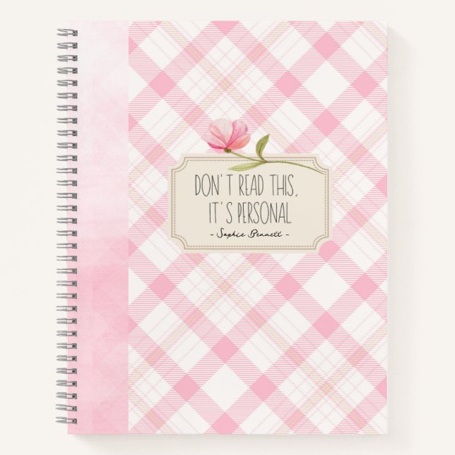 Don't Read This, It's Personal – Cute Pink Floral Notizbuch (Vorderseite)