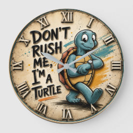 Don't Rush Me I'm a Turtle Große Wanduhr