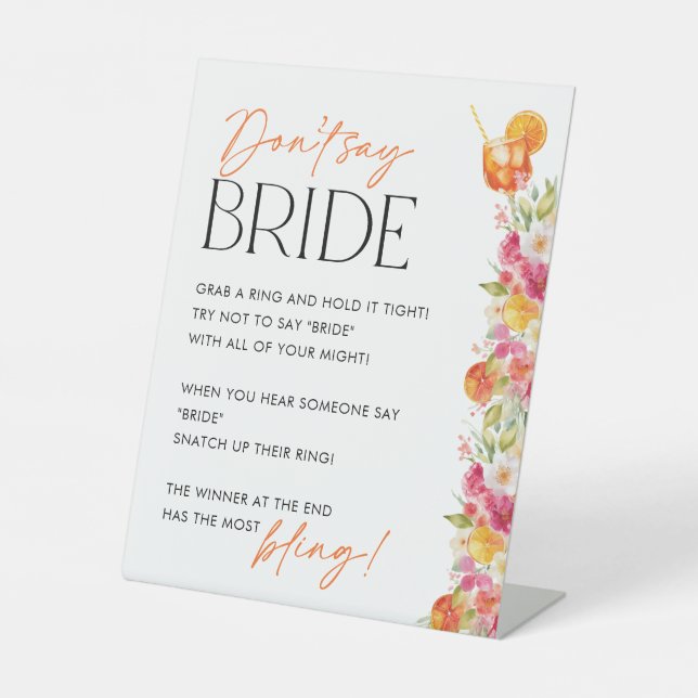Don't Say Bride Brial Shower Game First Spritz Sockelschild (Vorderseite)