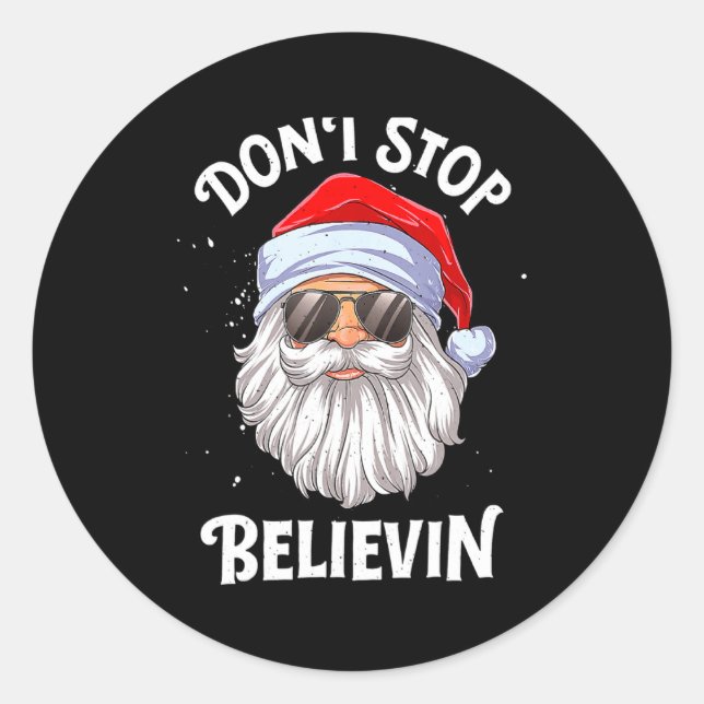 Dont Stop Believin Santa Christmas Boys Kids  Runder Aufkleber (Vorderseite)