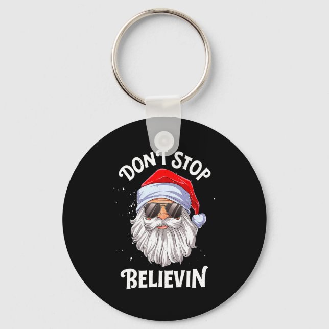 Dont Stop Believin Santa Funny Christmas Boys Kid  Schlüsselanhänger (Vorderseite)