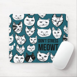 Don't Stress MEOWT Cat Head Pattern Green Mousepad