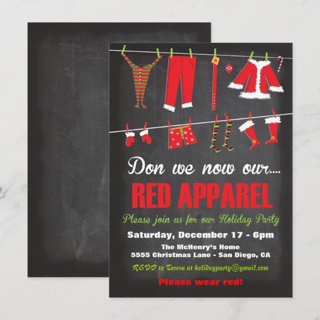 Don't we Red Bekleidung Weihnachts-Einladungen Einladung (Vorne/Hinten)