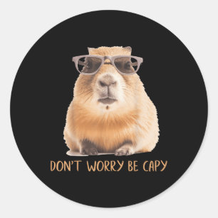 Dont Worry Be Capy Capybara Runder Aufkleber