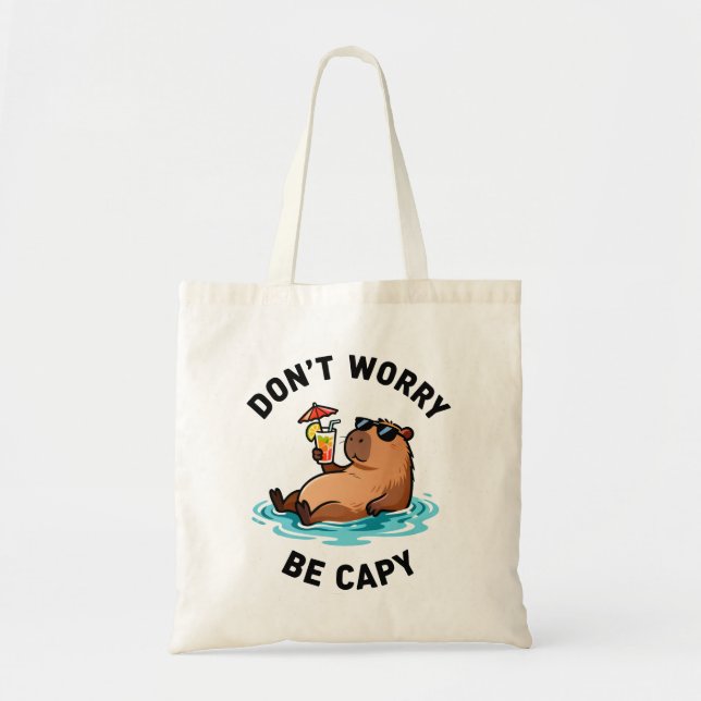 Don't Worry Be Capy Funny Capybara Pun Tragetasche (Vorne)