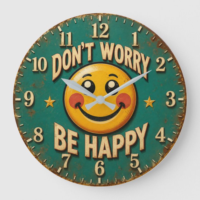Don't Worry Be Happy Große Wanduhr (Vorderseite)