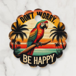 Don't Worry, Be Happy Round Tropical Parrot Art Geschenkanhänger