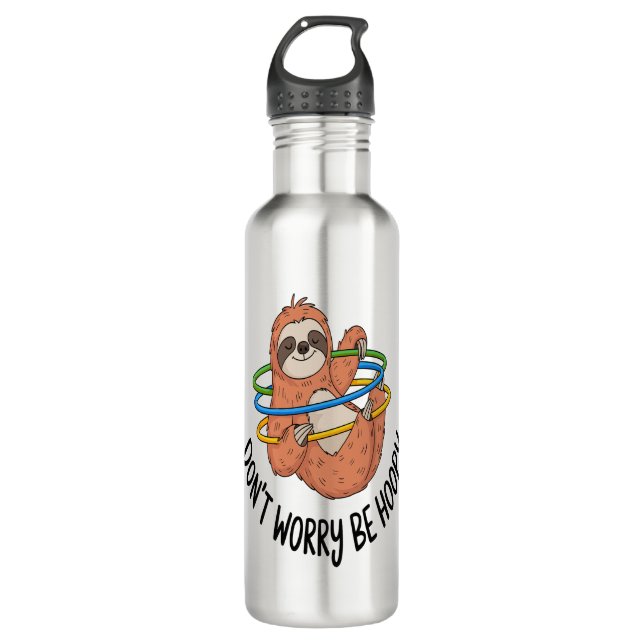 Don't Worry Be Hoopy Sloth Edelstahlflasche (Vorderseite)