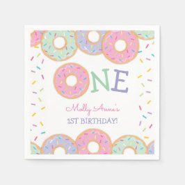 Donut 1. Geburtstag Donut wachsen auf rosa Sprinkl Serviette
