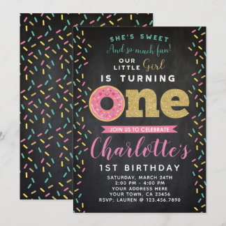 Donut 1. Geburtstag Einladung Chalkboard