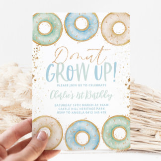 Donut 1. Geburtstag Einladung Junge Donut wächst a
