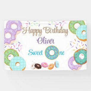 Donut 1er anniversaire bannière garçon