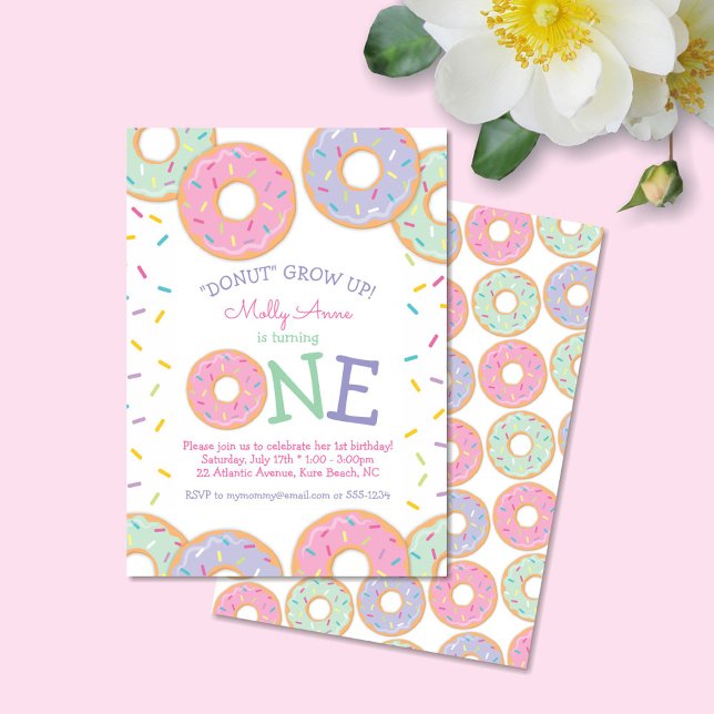 Donut 1er Anniversaire Invitation arroses (Créateur téléchargé)