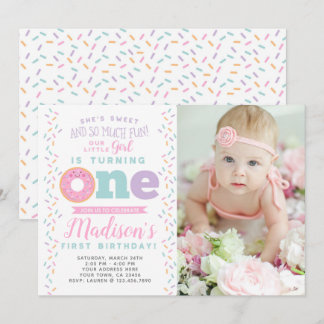 Donut 1er anniversaire Invitation avec photo
