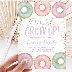 Donut 1er Anniversaire Invitation Donut Grow Up Aq