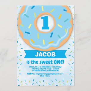 Donut 1er Anniversaire Invitation Garçon arroser