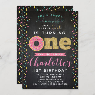 Donut 1er Anniversaire Invitation Tableau noir
