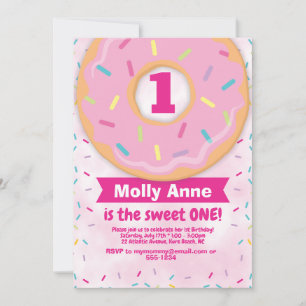 Donut 1er premier anniversaire fille Invitation sa