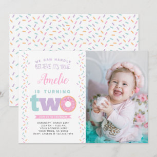 Donut 2e invitation à l'anniversaire avec photo