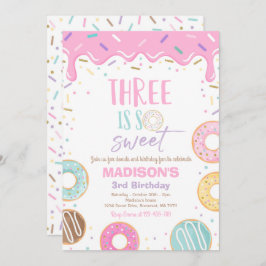 Donut 3e anniversaire Invitation Donut Three is Sw