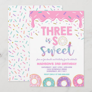 Donut 3e anniversaire Invitation Donut Three is Sw