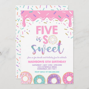 Donut 5e anniversaire Invitation Donut Five is Swe