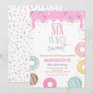 Donut 6. Geburtstagsparty 6 ist so süß Einladung